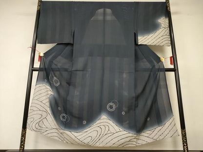 平和屋着物＊夏物 男性 訪問着 絽 立波文 キングサイズ 正絹 逸品 AABI6647jd