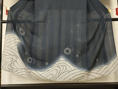 平和屋着物＊夏物 男性 訪問着 絽 立波文 キングサイズ 正絹 逸品 AABI6647jd