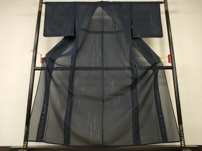 平和屋着物＊夏物 小紋 紗 幾何学文様 正絹 逸品 AABI6648jd