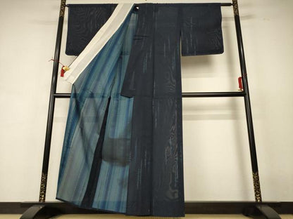 平和屋着物＊夏物 小紋 紗 幾何学文様 正絹 逸品 AABI6648jd