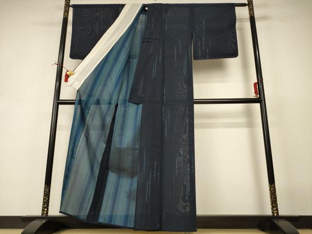 平和屋着物＊夏物 小紋 紗 幾何学文様 正絹 逸品 AABI6648jd