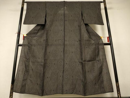 平和屋着物＊夏物 石川県指定無形文化財 能登上布 本麻手織上布 花菱文 麻 逸品 AABI6653jd