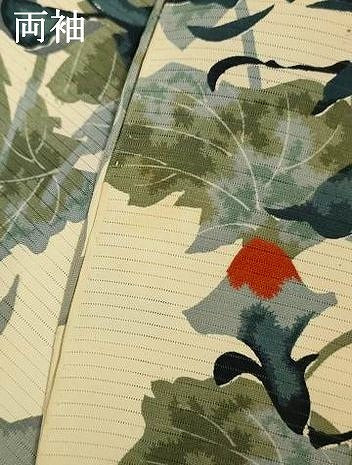 平和屋着物＊夏物　小紋　絽　草花文　金銀彩　正絹　逸品　AABI6658jd