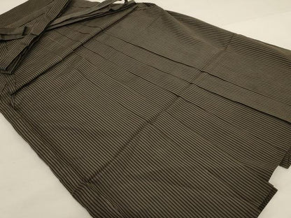 平和屋着物＊夏物　男性　行灯袴　縞　正絹　逸品　AABI6660jd