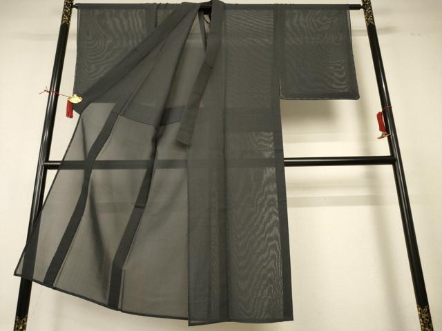 平和屋着物＊夏物 男性 越後駒ちぢみ 格子 反端付き 正絹 逸品 未使用 AABI6663jd