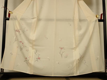平和屋着物＊夏物 訪問着 絽 草花文 銀彩 正絹 逸品 AABI6664jd