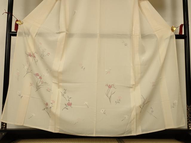 平和屋着物＊夏物 訪問着 絽 草花文 銀彩 正絹 逸品 AABI6664jd