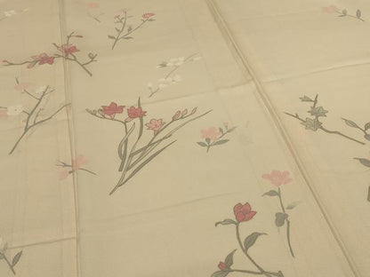 平和屋着物＊夏物 訪問着 絽 草花文 銀彩 正絹 逸品 AABI6664jd