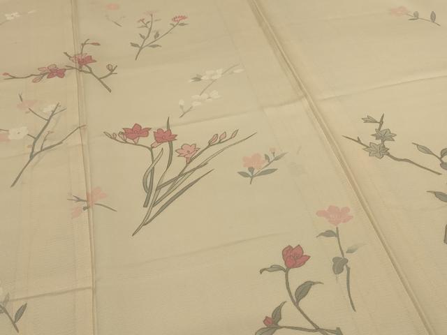 平和屋着物＊夏物 訪問着 絽 草花文 銀彩 正絹 逸品 AABI6664jd