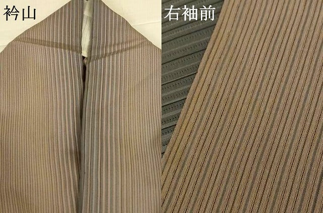 平和屋着物＊夏物　小紋　縦絽　縞　正絹　逸品　AABI6666jd