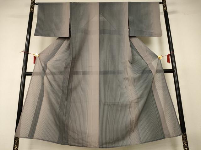 平和屋着物＊夏物　小紋　縦絽　縞　正絹　逸品　AABI6666jd