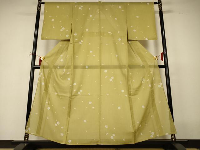 平和屋着物＊夏物　小紋　紗　舞桜文　やまと誂製　正絹　逸品　AABI6667jd