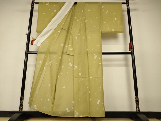 平和屋着物＊夏物　小紋　紗　舞桜文　やまと誂製　正絹　逸品　AABI6667jd