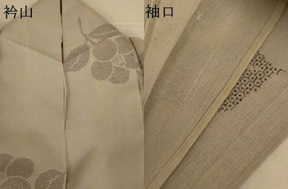 平和屋着物＊夏物　結城紬　夏結城　亀甲絣　草花文　正絹　逸品　AABI6669jd