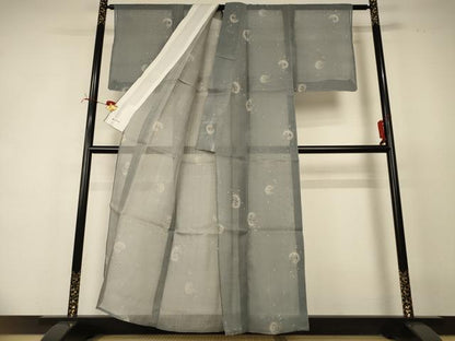 平和屋着物＊夏物　絹芭蕉　小紋　雪輪花文　暈し染め　やまと誂製　正絹　逸品　未使用　AABI6672jd