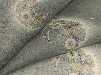 平和屋着物＊夏物　絹芭蕉　小紋　雪輪花文　暈し染め　やまと誂製　正絹　逸品　未使用　AABI6672jd