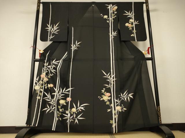 平和屋着物＊夏物　訪問着　絽　草花文　金彩　正絹　逸品　AABI6676jd