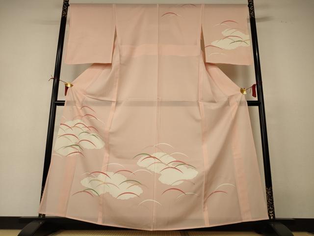 平和屋着物＊夏物　訪問着　絽　雲取り芝文　銀彩　大丸扱い　正絹　逸品　AABI6677jd