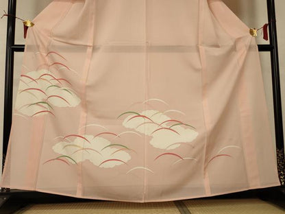 平和屋着物＊夏物　訪問着　絽　雲取り芝文　銀彩　大丸扱い　正絹　逸品　AABI6677jd