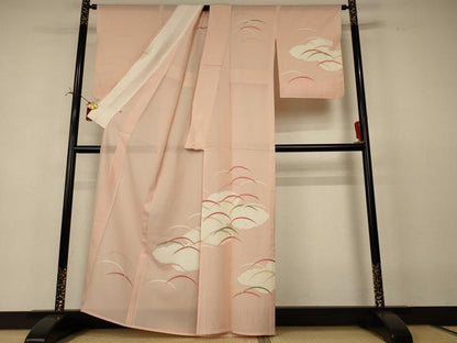 平和屋着物＊夏物　訪問着　絽　雲取り芝文　銀彩　大丸扱い　正絹　逸品　AABI6677jd