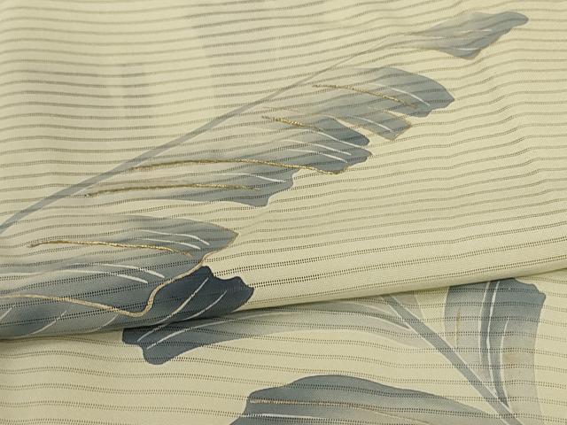 平和屋着物＊夏物　男性　訪問着　絽　枝葉文　金彩　キングサイズ　正絹　逸品　AABI6679jd