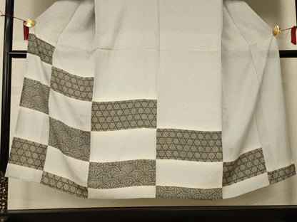 平和屋着物＊夏物　男性　訪問着　縦絽　吉祥文　暈し染め　金彩　キングサイズ　正絹　逸品　AABI6680jd