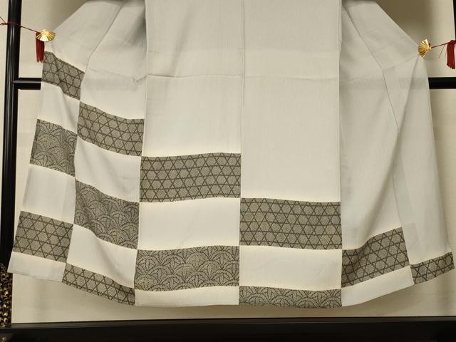 平和屋着物＊夏物　男性　訪問着　縦絽　吉祥文　暈し染め　金彩　キングサイズ　正絹　逸品　AABI6680jd