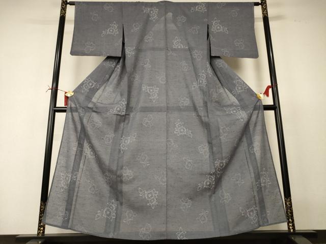 平和屋着物＊夏物　紗紬　草花文　正絹　逸品　AABI6684jd