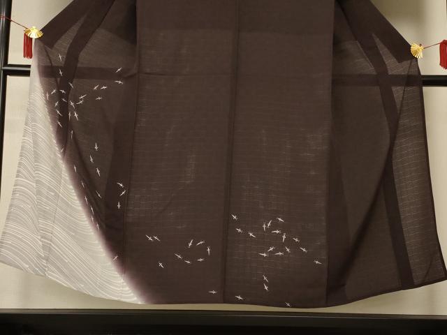 平和屋着物＊夏物　男性　訪問着　変わり絽　メダカ　暈し染め　キングサイズ　正絹　逸品　AABI6687jd