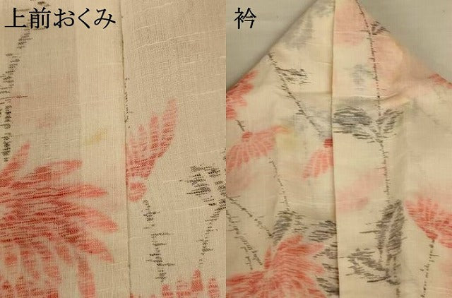 平和屋着物＊夏物　小紋　紗　草花文　AABI6689jd