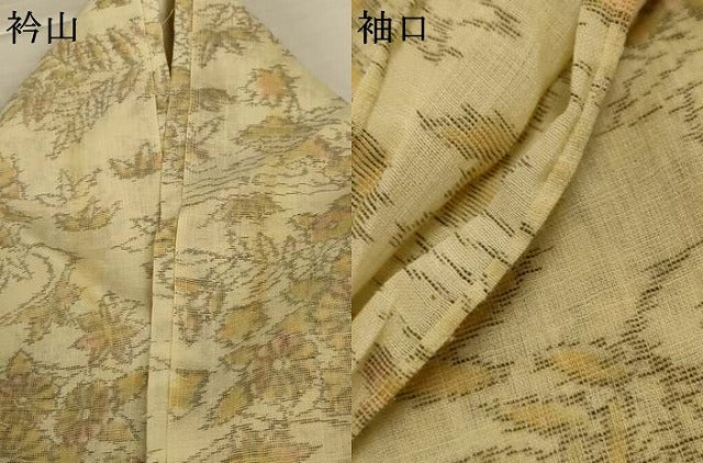 平和屋着物＊夏物　小紋　紗　流水草花文　AABI6696jd