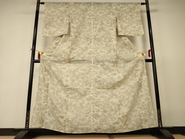 平和屋着物＊夏物　小紋　紗　流水草花文　AABI6696jd