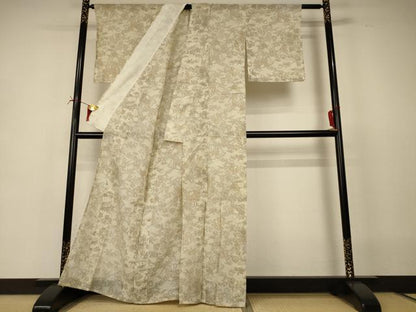 平和屋着物＊夏物　小紋　紗　流水草花文　AABI6696jd