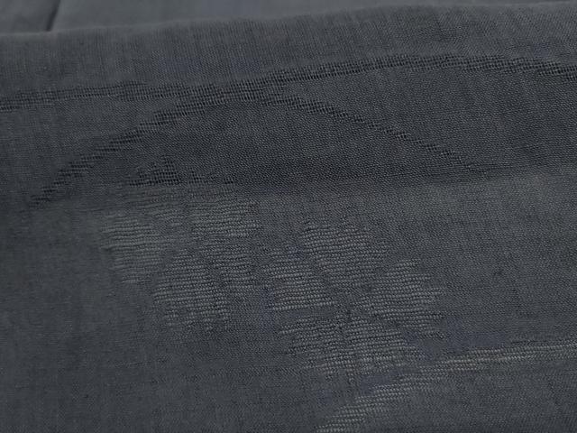 平和屋着物＊夏物　小千谷ちぢみ　色無地　芝花紋紗　藍鉄色　麻　逸品　AABI6697jd