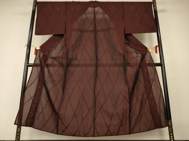 平和屋着物＊夏物　小紋　紗　網目文　銀通し地　正絹　逸品　AABI6699jd