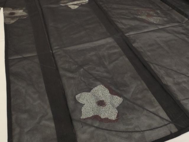 平和屋着物＊夏物　小紋　紗　刺繍　舞花文　正絹　逸品　AABI6705jd