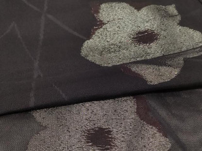 平和屋着物＊夏物　小紋　紗　刺繍　舞花文　正絹　逸品　AABI6705jd