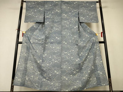 平和屋着物＊夏物　紗紬　芝花文　正絹　逸品　AABI6707jd