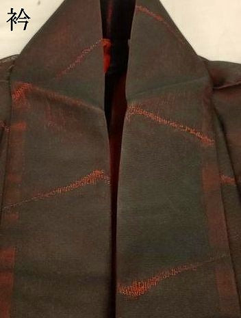 平和屋着物＊夏物　小紋　紗　幾何学文様　正絹　逸品　AABI6708jd