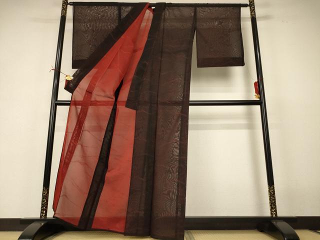 平和屋着物＊夏物　小紋　紗　幾何学文様　正絹　逸品　AABI6708jd