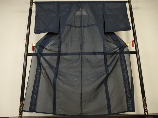 平和屋着物＊夏物　小紋　紗　枝葉文　正絹　逸品　AABI6709jd