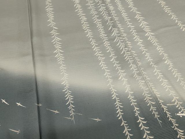 平和屋着物＊夏物　訪問着　絽　メダカ　柳　暈し染め　銀彩　正絹　逸品　AABI6714jd