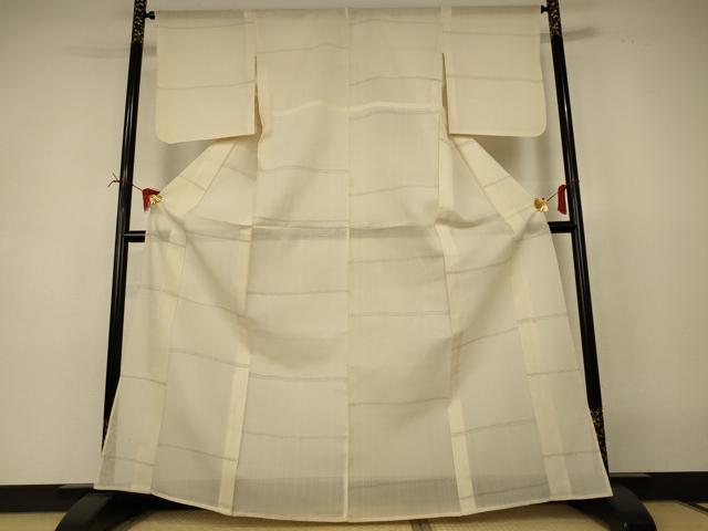 平和屋着物＊夏物　絹芭蕉　横段文　正絹　逸品　AABI6718jd