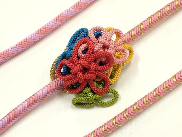 平和屋着物●和装小物　振袖用帯締め　装飾　飾り紐　金糸　正絹　逸品　未使用　AABI6725ay