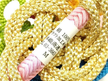 平和屋着物●和装小物　振袖用帯締め　装飾　飾り紐　金糸　正絹　逸品　未使用　AABI6725ay