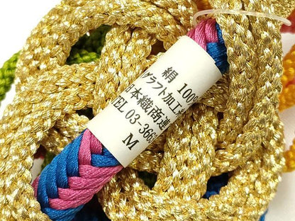 平和屋着物●和装小物　振袖用帯締め　装飾　飾り紐　金糸　正絹　逸品　未使用　AABI6726ay