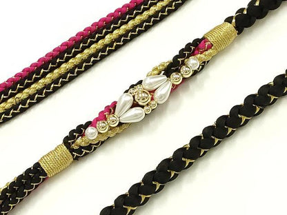平和屋着物●和装小物　振袖用帯締め　装飾　パール　ビーズ　金糸　正絹　逸品　未使用　AABI6727ay