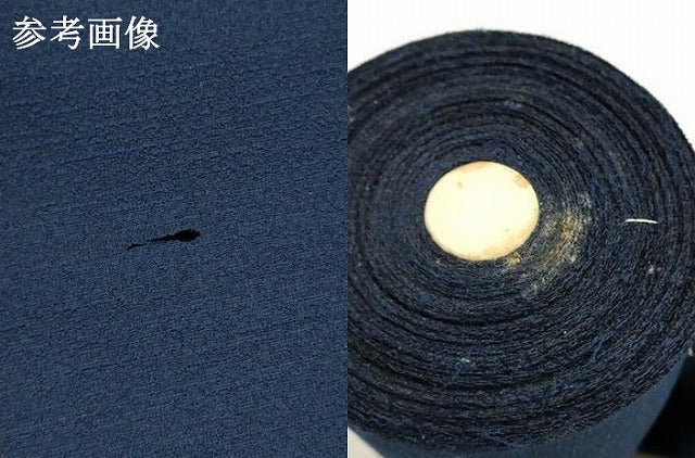 平和屋着物▼色無地　アンサンブル　反物　着尺+羽尺　濃藍色　未使用　AABI6729ay