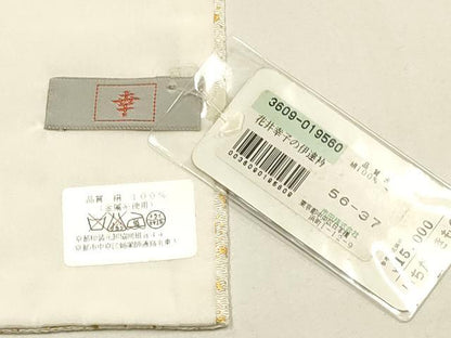 平和屋着物▼ファッションデザイナー 花井幸子 和装小物 伊達衿 大小霰 金彩 正絹 逸品 未使用 AABI6733ay