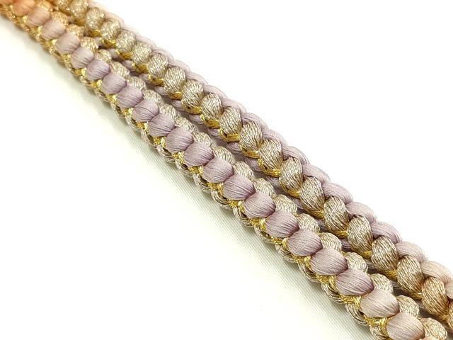 平和屋着物▼和装小物　上質な帯締め　丸組　伊賀組紐　金糸　暈し　正絹　逸品　未使用　AABI6749ay